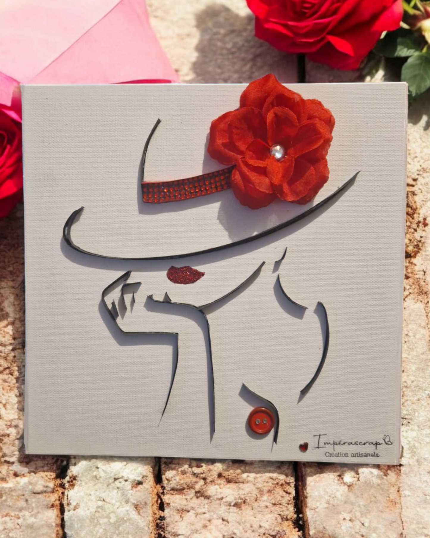 🖼️ Tableau "Élégance en Rouge" sur toile - Format 25 x25 cm