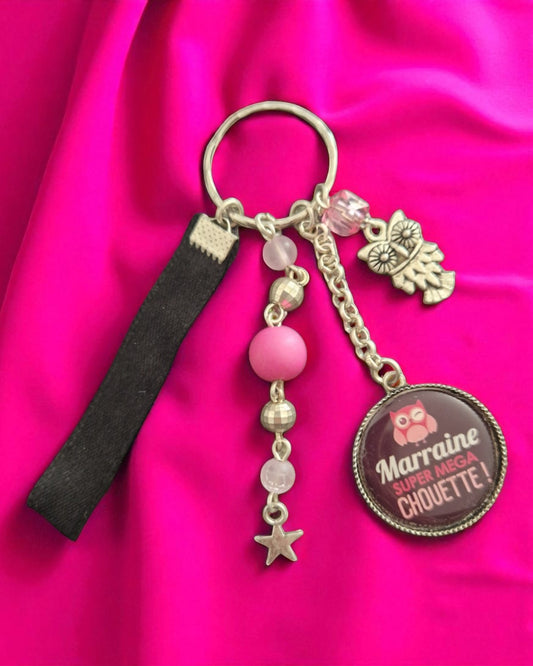 🔑 Porte-clés "Marraine Super Méga Chouette" – Cadeau original