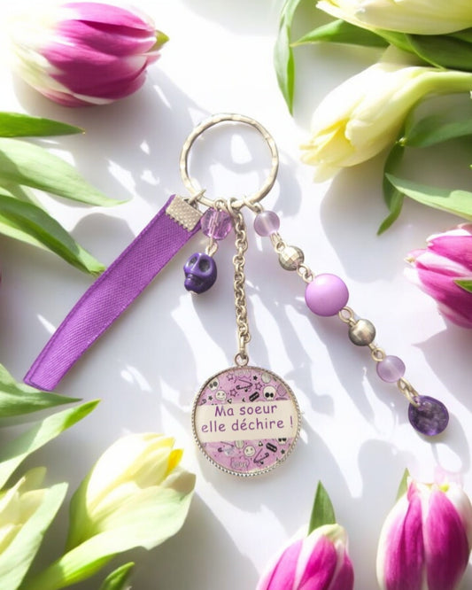 🔑 Porte-clés “Ma sœur elle déchire !” – Cadeau original pour une sœur exceptionnelle