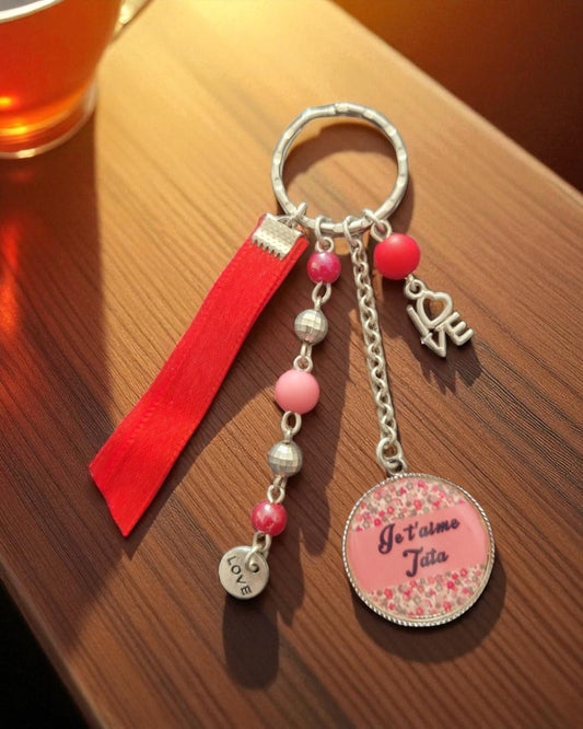 🔑 Porte-clés personnalisé “Je t’aime Tata” – Cadeau coloré et tendre