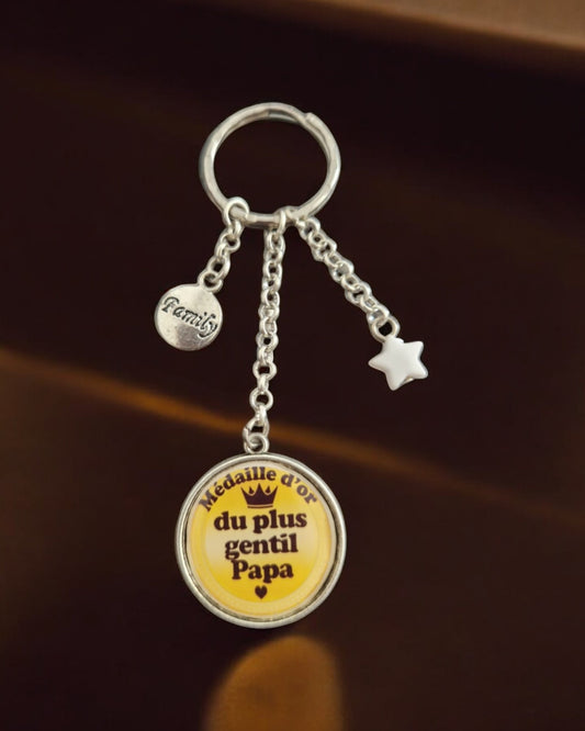 🔑 Porte-clés "Médaille d’or du plus gentil Papa" – Cadeau unique et plein de tendresse