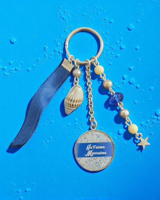 🔑 Porte-clés “Je t’aime Marraine” – Esprit bord de mer