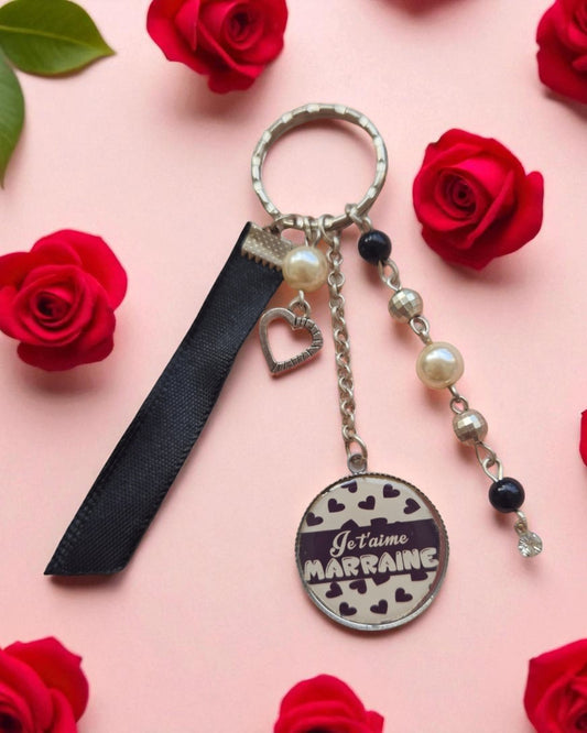 🔑 Porte-clés “Je t’aime Marraine” – Cadeau raffiné et plein d’amour