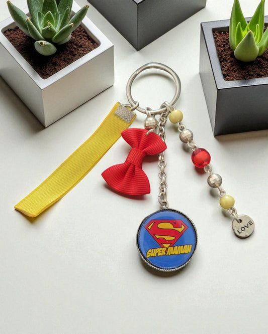 🔑 Porte-clés "Super Maman" – Cadeau original pour une maman héroïque