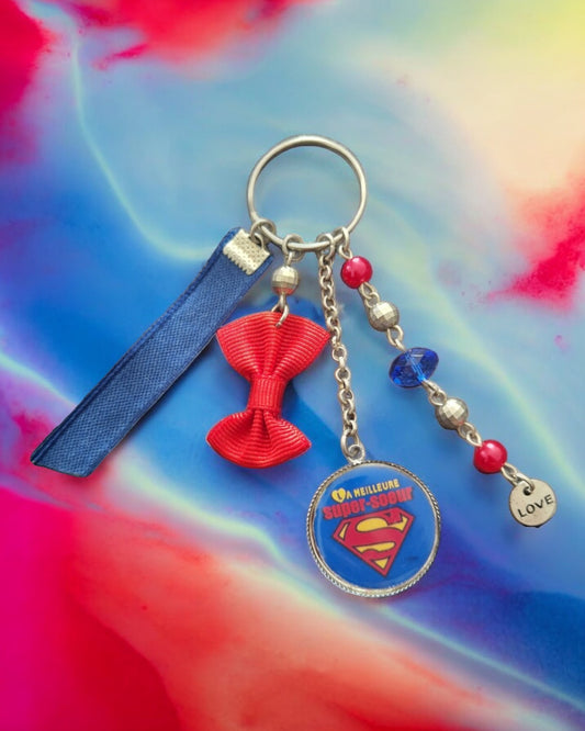 🔑 Porte-clés "Meilleure Super-Sœur" – Cadeau fun et héroïque pour une sœur d'exception