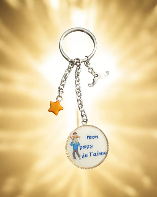 🔑 Porte-clés "Mon papy je l’aime" – Cadeau tendre et original