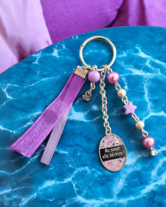 🔑 Porte-clés "Ma sœur elle déchire !" – Cadeau fun pour une sœur géniale