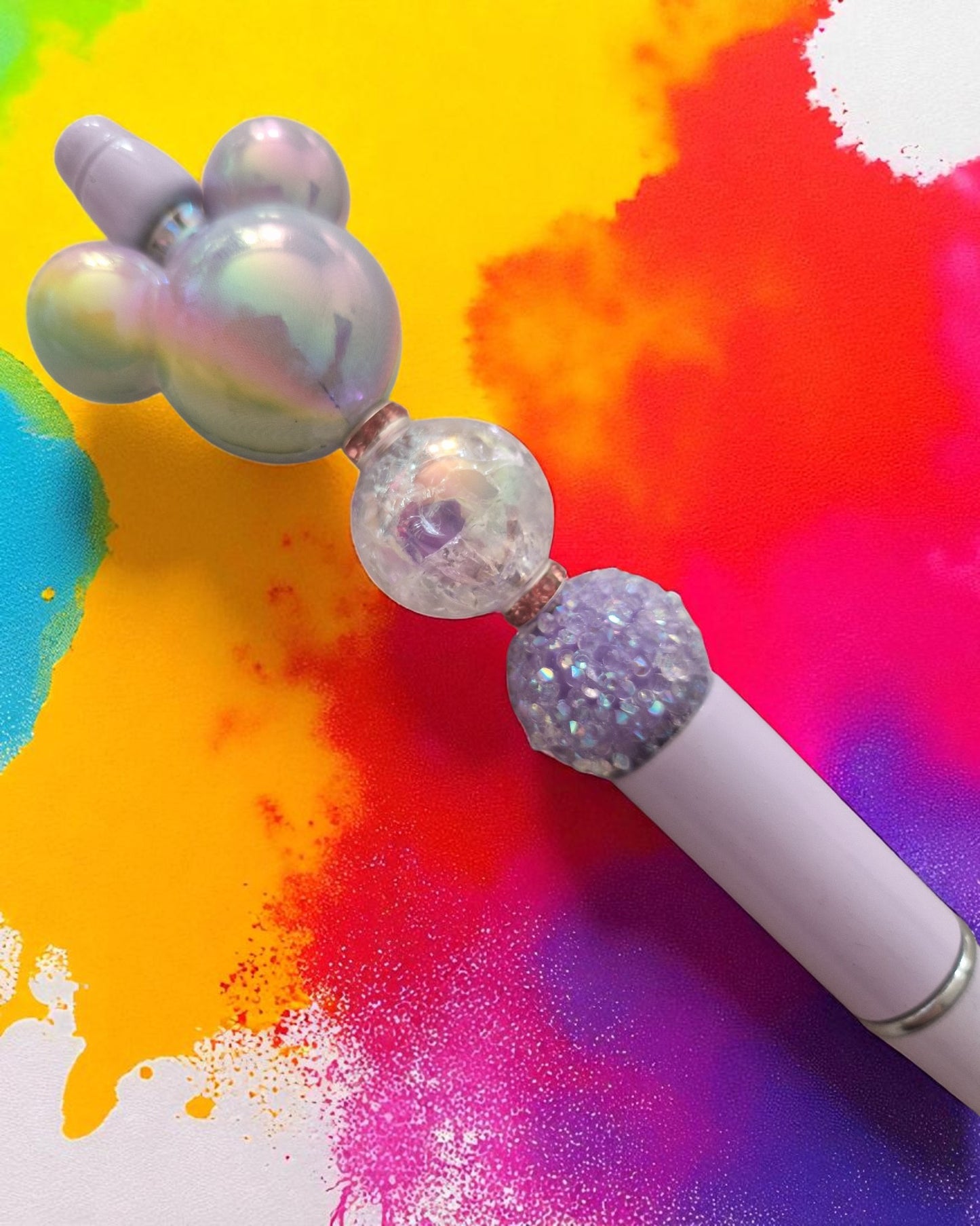 Stylos Mickey Pastel – Perles Irisées & Design Fantaisie