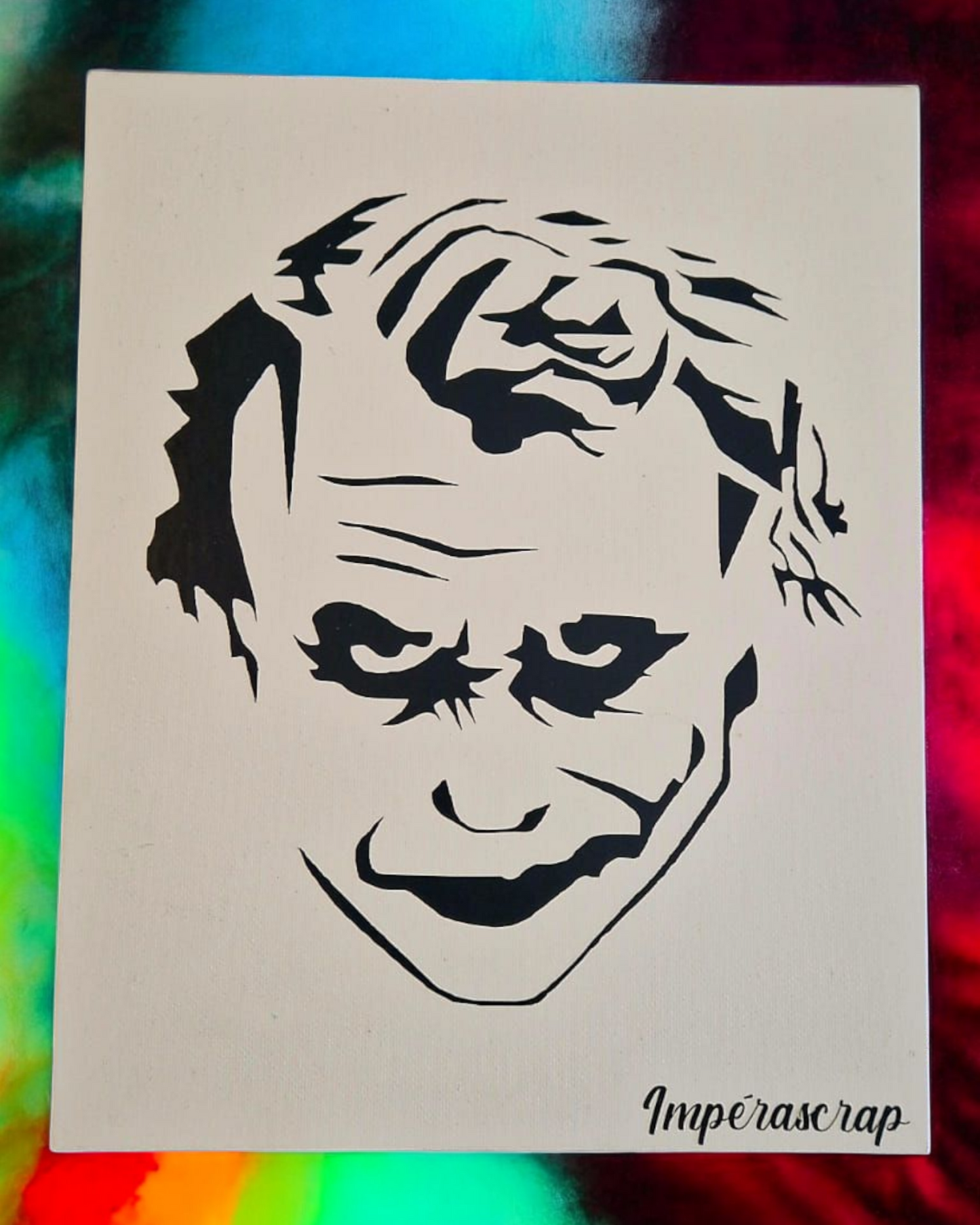 🖼️ Tableau Joker en Vinyle Noir sur Toile – Format 24 x 30 cm
