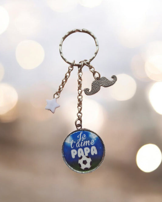 🔑 Porte-clés "Je t’aime Papa" – Cadeau pour un super papa fan de foot
