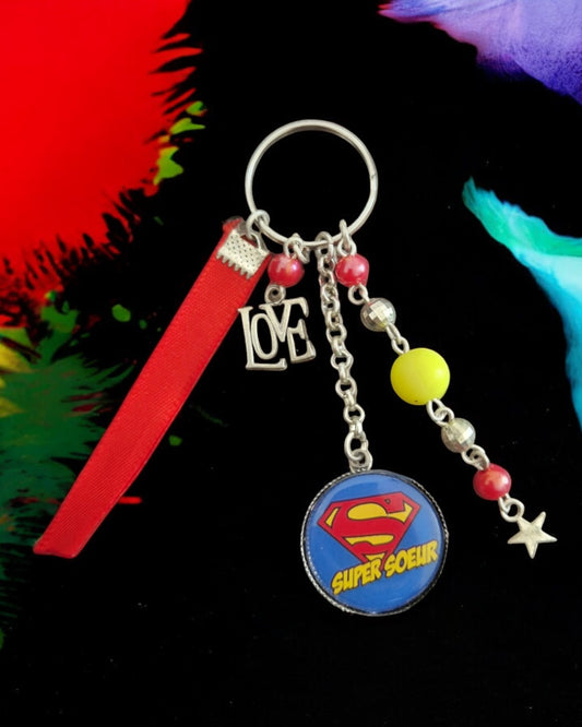 🔑 Porte-clés “Super Sœur” – Cadeau plein d’amour pour une sœur héroïne