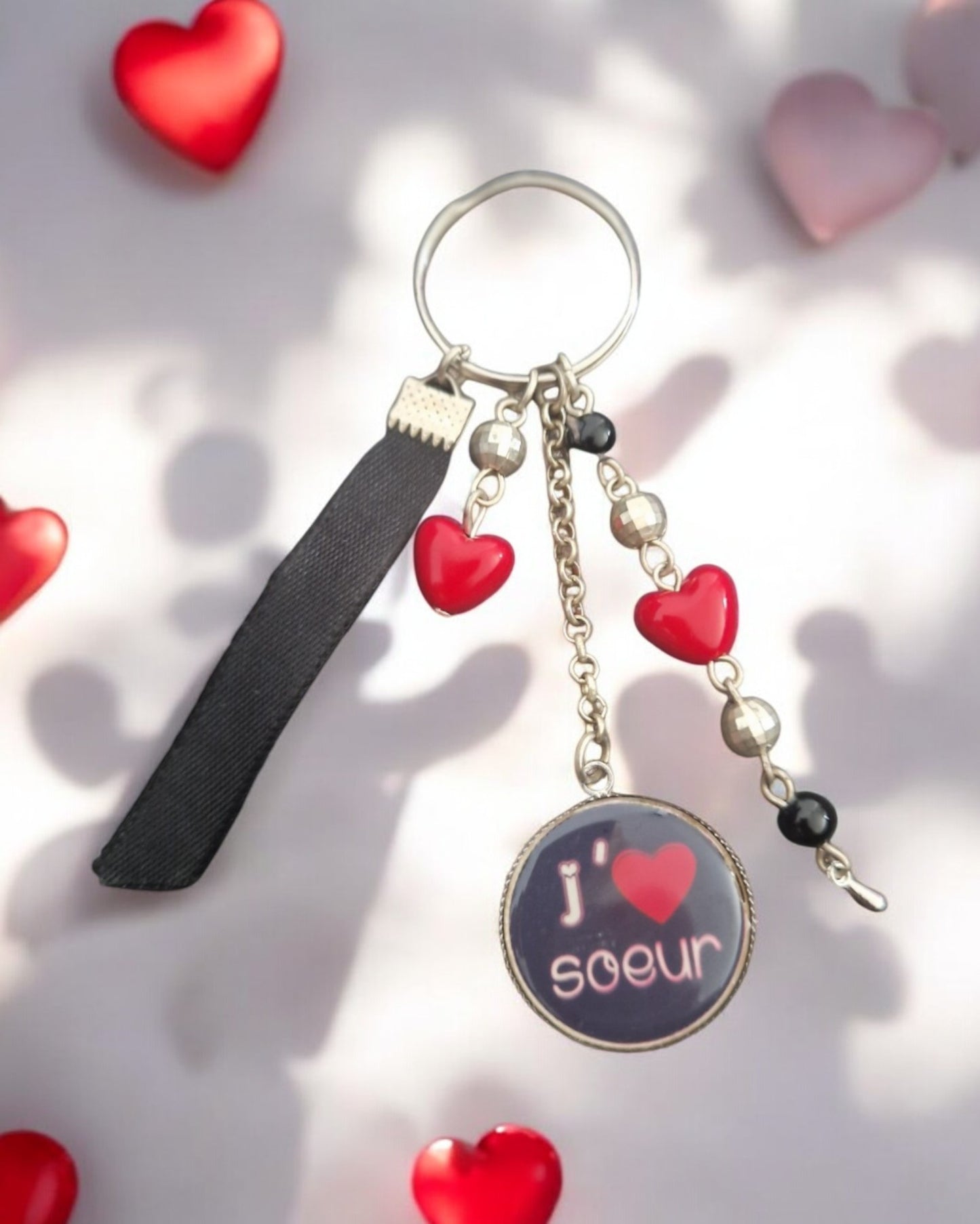 🔑 Porte-clés "J'❤️  ma sœur" – Cadeau plein d'amour