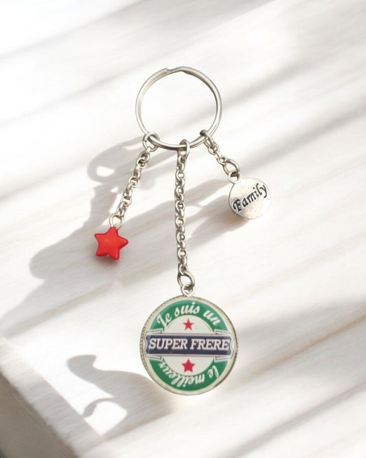 🔑 Porte-clés "Je suis un super frère – le meilleur" – Cadeau pour frère génial