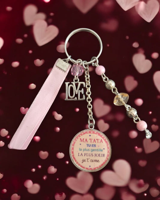 🔑 Porte-clés “Ma TATA – La plus gentille, la plus jolie” – Cadeau plein d’amour
