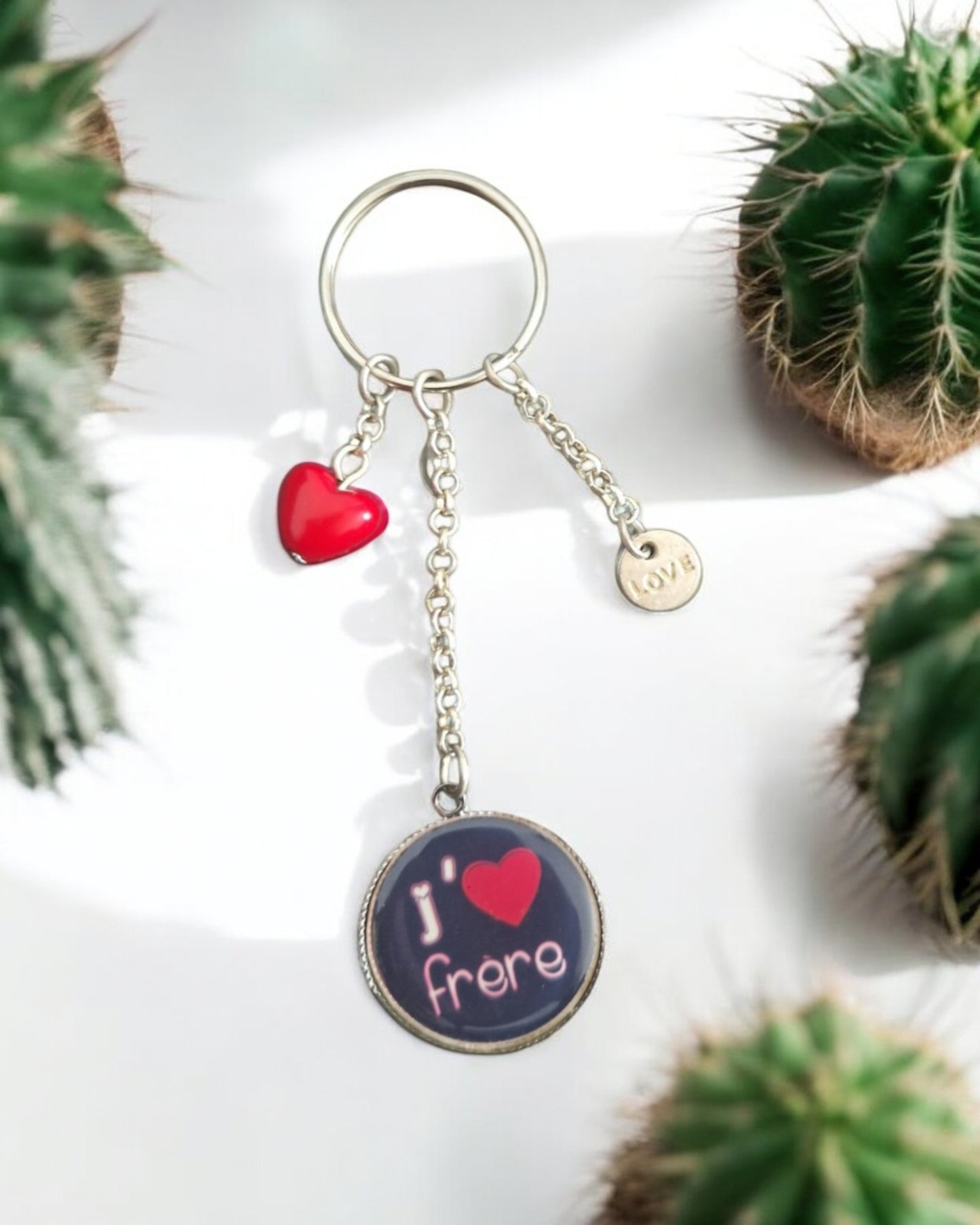 🔑 Porte-clés "J'❤️ mon frère" – Cadeau tendre
