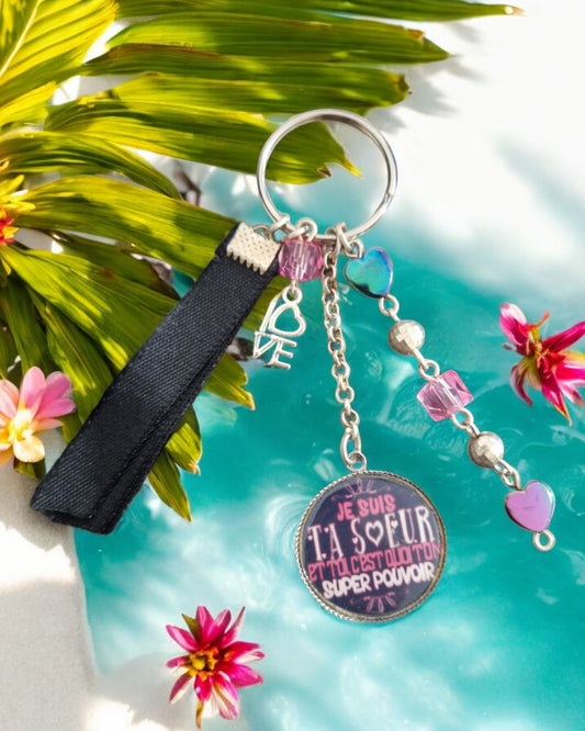 🔑 Porte-clés “Je suis ta sœur – Super Pouvoir” – Cadeau fun et affectueux pour une sœur unique