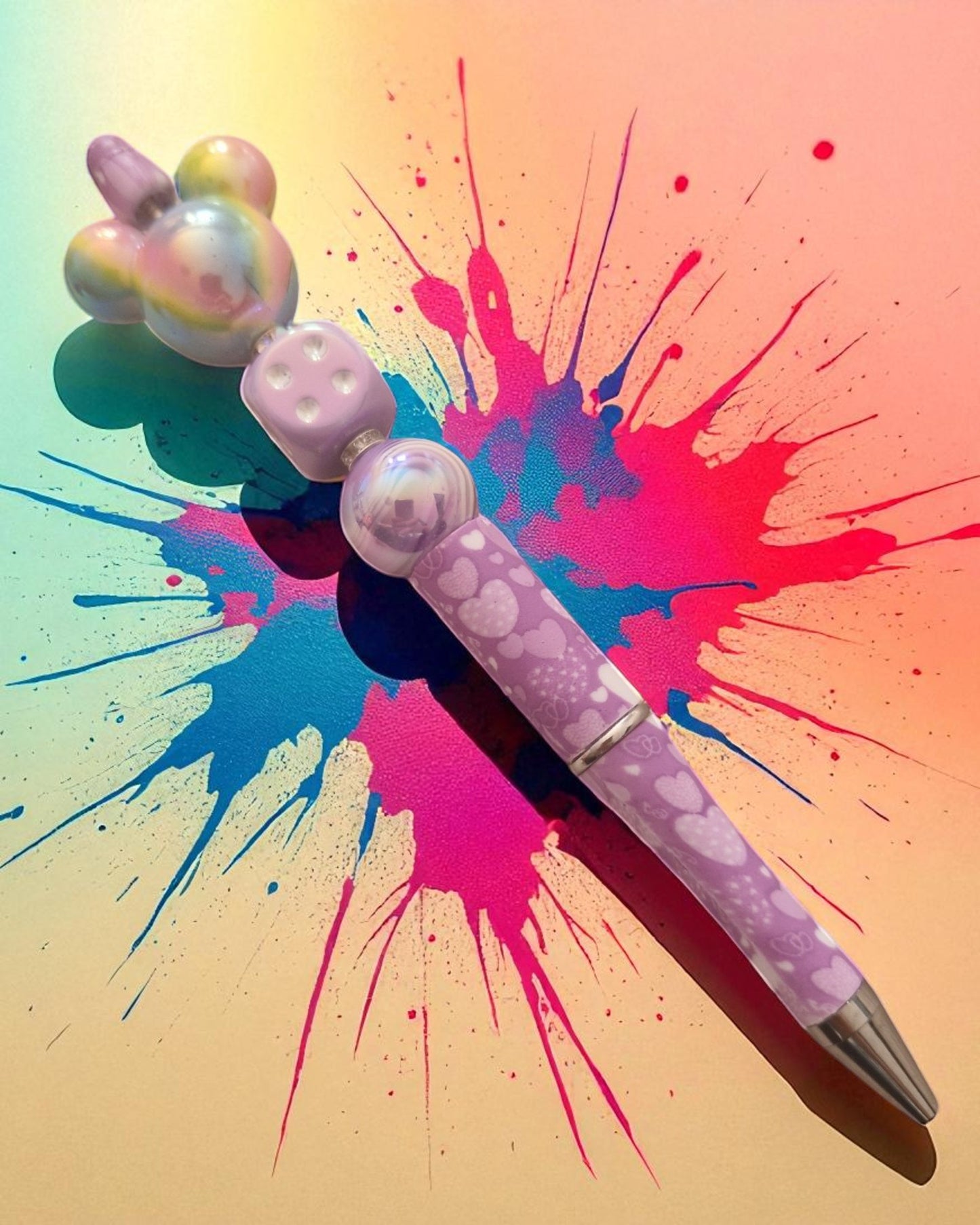Stylos Mickey Pastel – Perles Irisées & Design Fantaisie